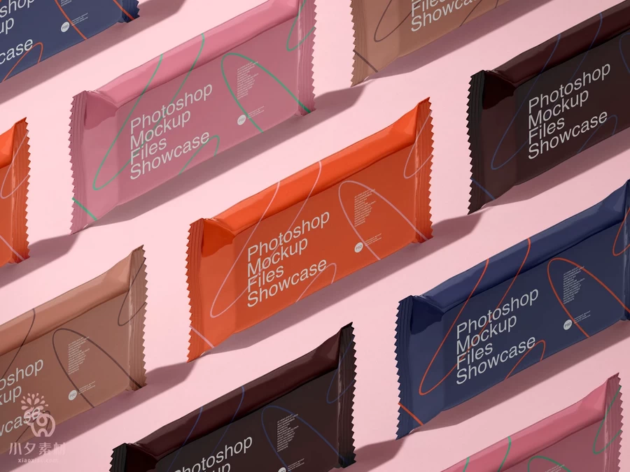 巧克力饼干糖果食品食物零食包装袋多角度展示文创样机PSD素材【006】